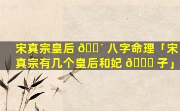 宋真宗皇后 🐴 八字命理「宋真宗有几个皇后和妃 🕊 子」